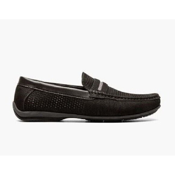 Stacy Adams Corby Loafers Black Moc Toe Saddle Slip On Shoes NWOB Mens Size 9.5 - Picture 2 of 10